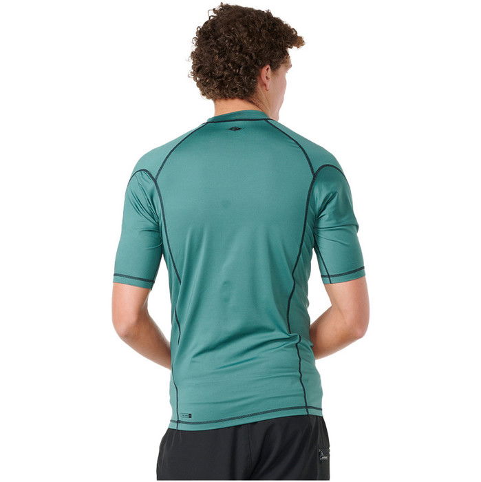 2023 Rip Curl Mnner Fade Out UPF Performance Kurzrmelige Lycra-Weste 145MRV - Washed Green